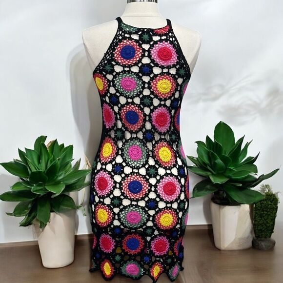 H&M + CHOACHELLA Women’s Rainbow Crochet Dress in the Size 6 in Multi Color - Picture 11 of 14